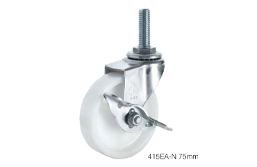 ハンマーキャスター 415EA (φ40～150)(ねじ込み式・自在・ストッパー付)(M12 p＝1.75)(クロームメッキ)